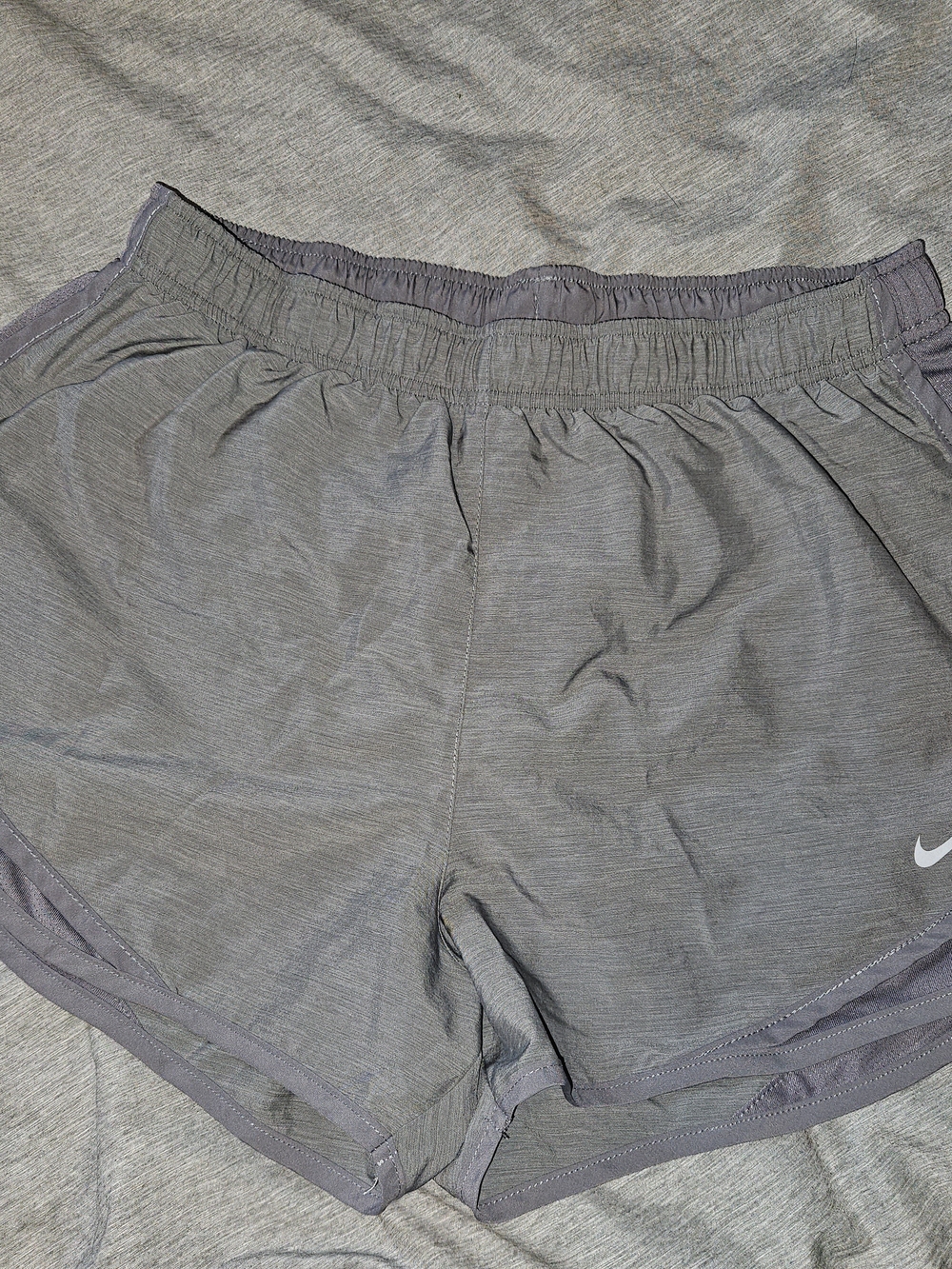 Nike Women's Heather Gray Athletic Shorts with Swoosh
